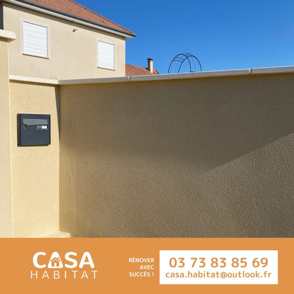 Finition muret enduit à l’enduit hydraulique – Résultat final