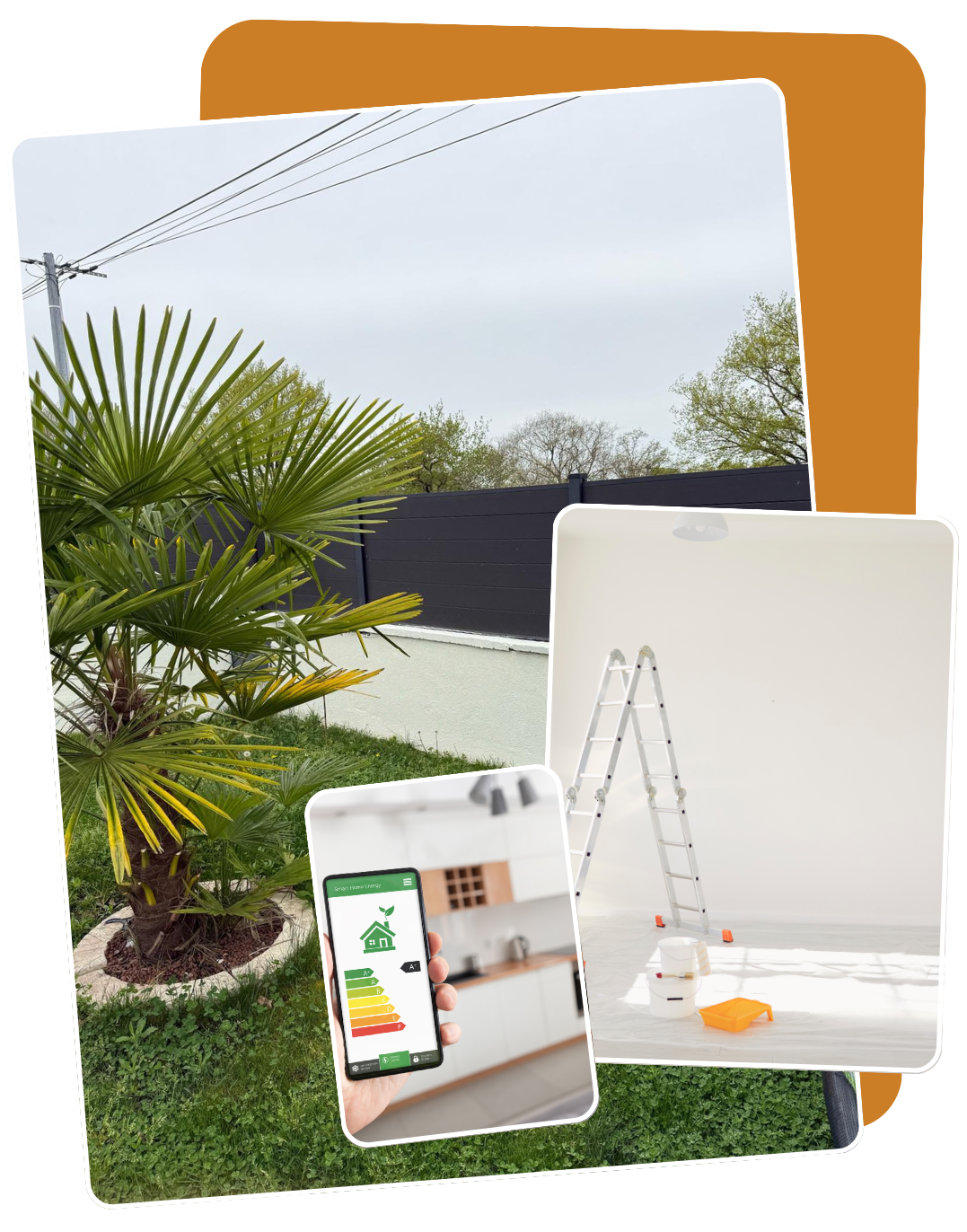 Visuel représentant les différents services Casa Habitat, incluant rénovation intérieure, rénovation extérieure et énergétique.