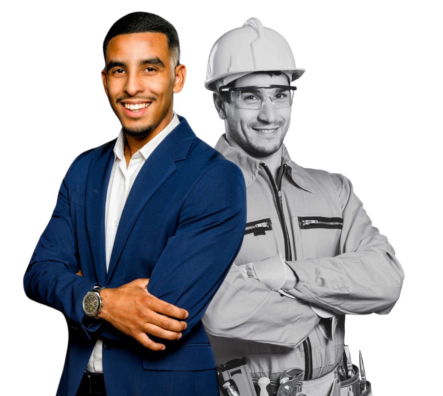 Hamza Bouazzaoui avec un ouvrier – Casa Habitat