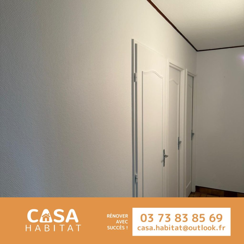 Résultat après pose de toile de verre – Finition murale